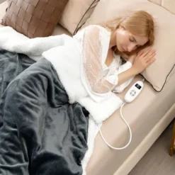 Tangkula 50" X 60" Heated Electric Reversible Fleece Blanket Blanket Throw W/ 10 Heat Levels, 9 Hours Auto Shut-Off, Overheat Protection Gray -Decor Haven Shop GUEST fbb59535 576b 4406 9195 ee135ff135bc