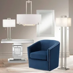 Possini Euro Design Modern Floor Lamp 62" Tall Brushed Nickel Openwork Rectangular Profile Off White Fabric Shade For Living Room Reading -Decor Haven Shop GUEST fe25067f a19c 4e1c 829e 5d26bb3dff2f