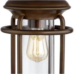 Franklin Iron Works Andreas Industrial Table Lamp 26" High Brown Metal With Nightlight LED And USB Charging Port Oatmeal Shade For Living Room Desk -Decor Haven Shop GUEST ff266ca9 dba5 4542 8acd 1d5d696cd6f5